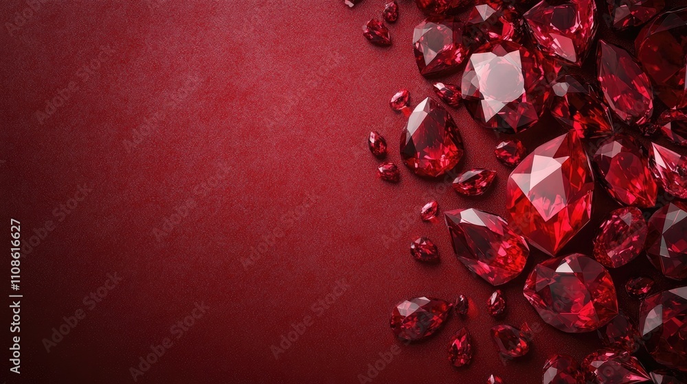 Poster A rich, burgundy-colored background featuring deep ruby gemstones, with ample space for adding custom text or promotional content.