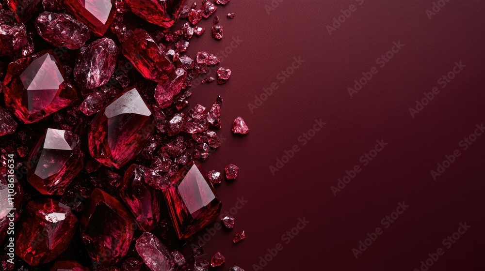Poster A rich, burgundy-colored background featuring deep ruby gemstones, with ample space for adding custom text or promotional content.