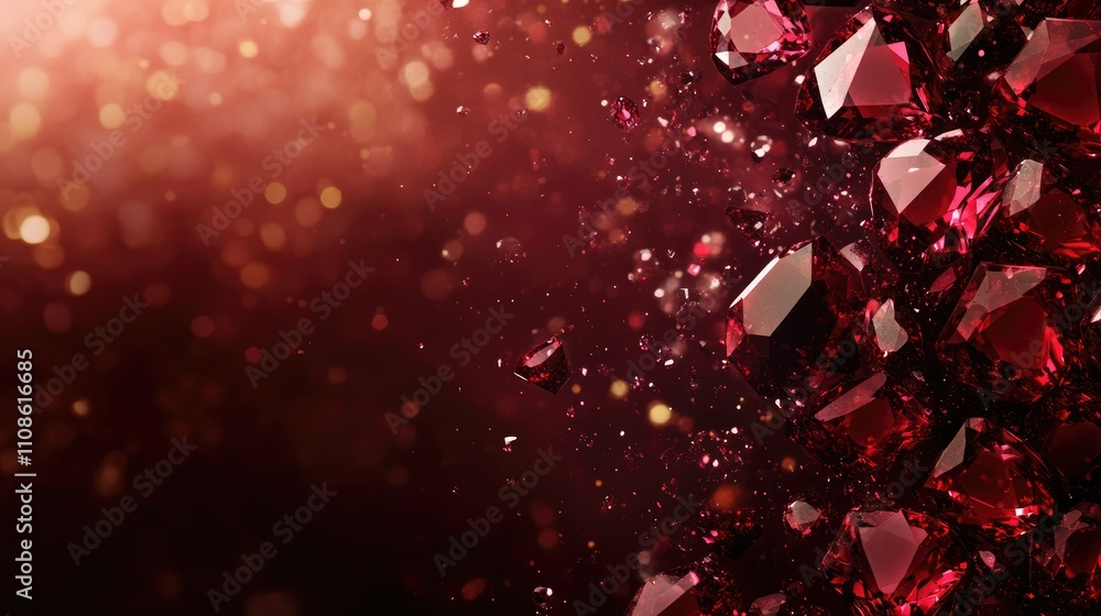 Poster A rich, burgundy-colored background featuring deep ruby gemstones, with ample space for adding custom text or promotional content.