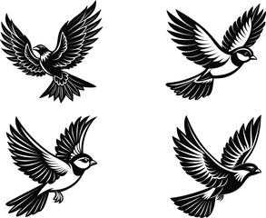 Fototapeta premium flying duel bird with white background vector silhouette illustration