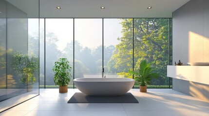 Modern Bathroom with Scenic View and Natural Light