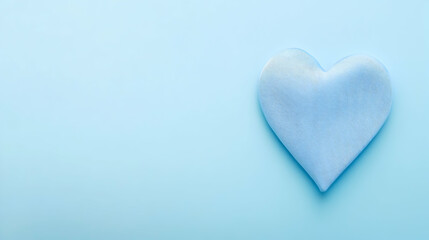 Fototapeta premium Light blue heart shape on pastel blue background.