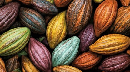 Fototapeta premium Close-up of various cacao beans