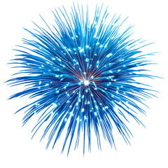 Obraz premium fireworks display show Colorful blue explosion isolated on white & transparent a background.