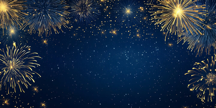 Amazing colorful display of fireworks on black backgound