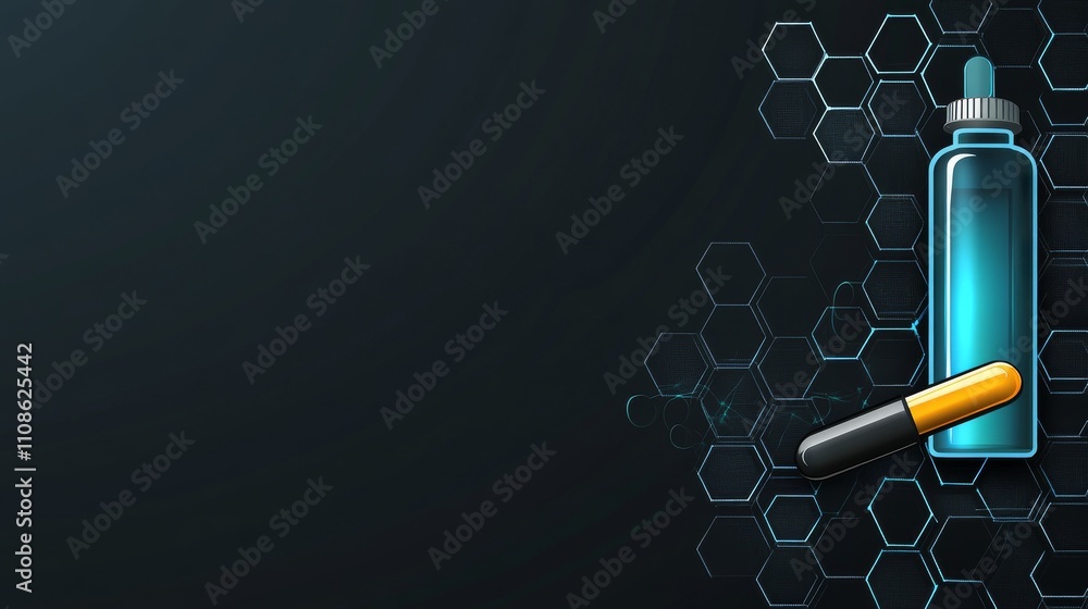 Poster abstract technology or medical background featuring a hexagonal shape pattern. concepts and ideas fo