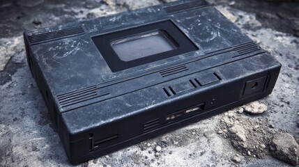 Obraz premium Horizontal distortion of a broken video image on a black background, with a VHS effect and glitched digital color pixel noise. A stock abstract pixel background featuring a glitch texture. Color