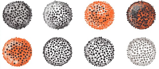 Digital art illustrations featuring cheetah, leopard, planet, and sun, set against a backdrop of nature and fruit. These minimalist line art pieces use simple colors, suitable for modern posters,
