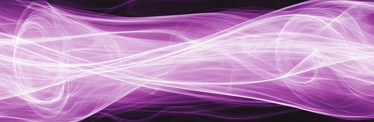 A horizontally oriented decorative banner featuring pastel magenta, neon fuchsia, and pastel pink hues, adorned with fluid curved lines that mimic dynamic flowing waves and curves.