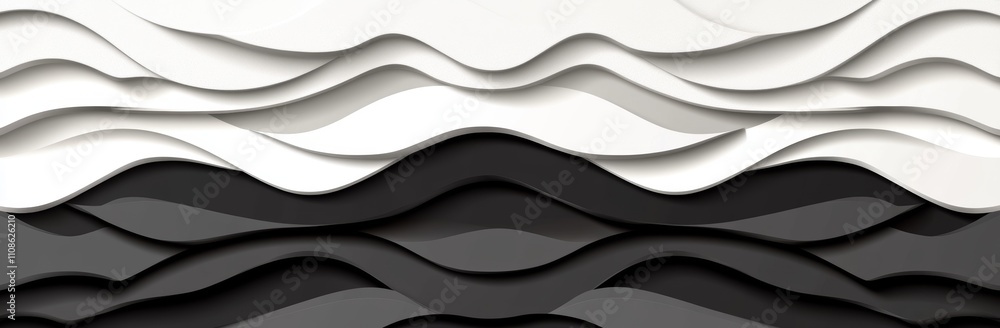 Poster a horizontally arranged banner with a smooth flow, featuring very dark blue, silver, and light slate