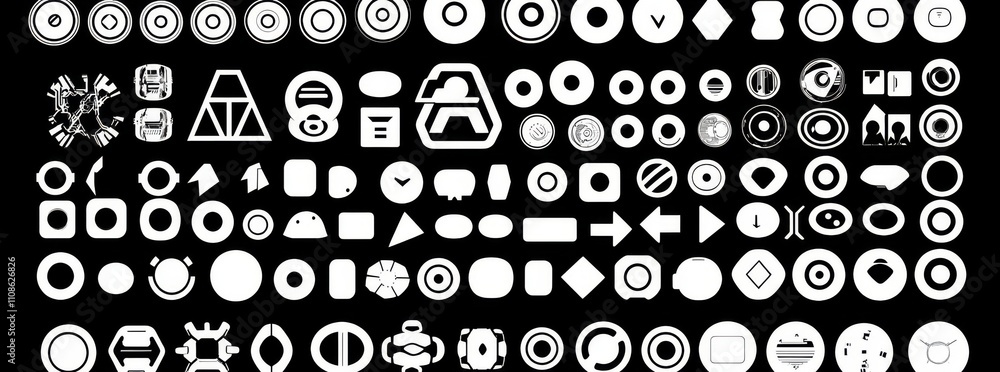 Poster a futuristic digital collection of hud elements for ui, ux, and gui projects, featuring hi-tech desi