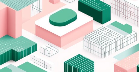 Digital painting featuring an abstract design with a vibrant color palette. Ideal as interior wall art, it includes peach and teal accents against a geometric background.