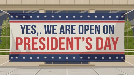 Naklejka premium Yes, We Are Open on President's Day Patriotic Banner
