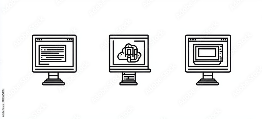 Poster a collection of 44 line icons connected to web design and development. stroke-editable and modern in