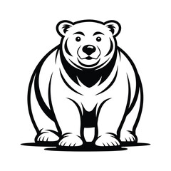 Naklejka premium cartoon bear silhouette icon. Shaggy bear character mascot cut out vector silhouette.