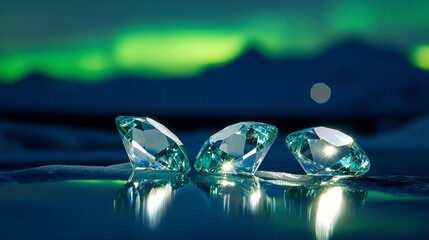 Stunning diamonds glimmer under the northern lights in nature.