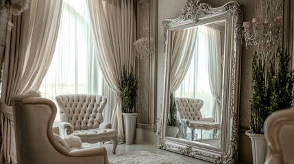 Opulent Interior Design with Ornate Mirror