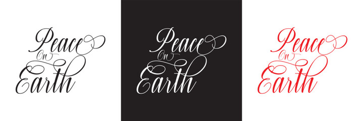 Peace on Earth Typography Black Color Text On White and black Background. Vector illustration. EPS 10 