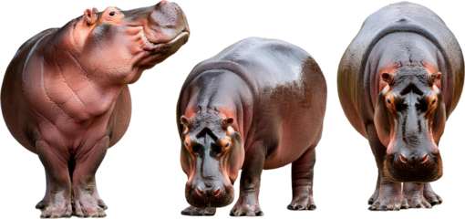 Three Hippos African Wildlife Mammal Animals Nature