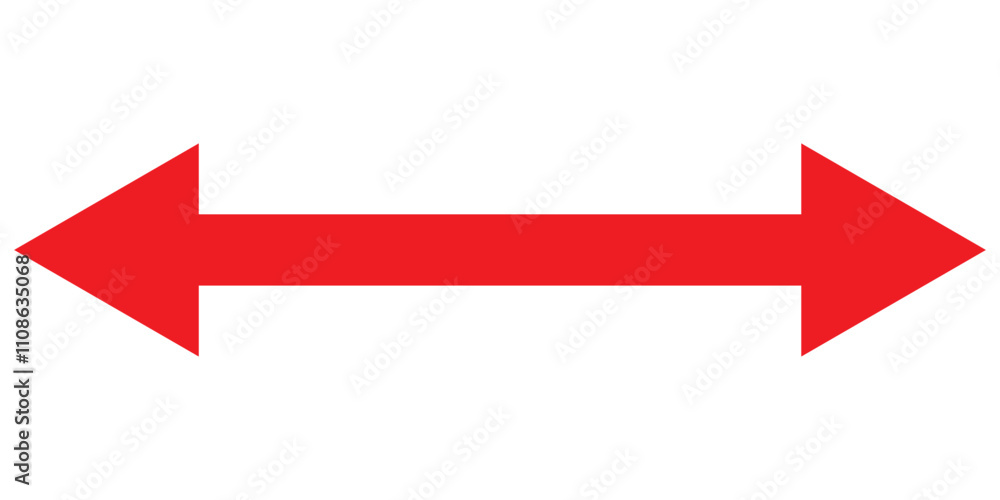 Poster red long arrow to the both side. red arrow isolated on white background eps