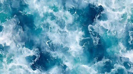 Fototapeta premium Abstract Watercolor Painting of Ocean Waves