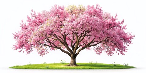 Obraz premium Spring Flowering Tree Illustration - Isolated White Background