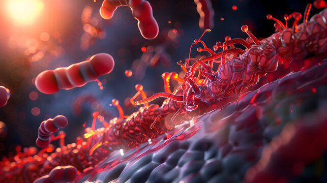 A glowing 3D illustration of enzyme-substrate
