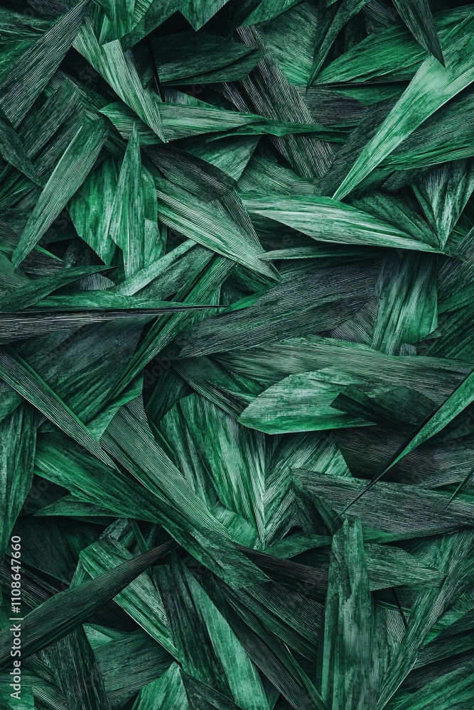 Poster a close-up view of layered green leaves, creating a textured and vibrant background.
