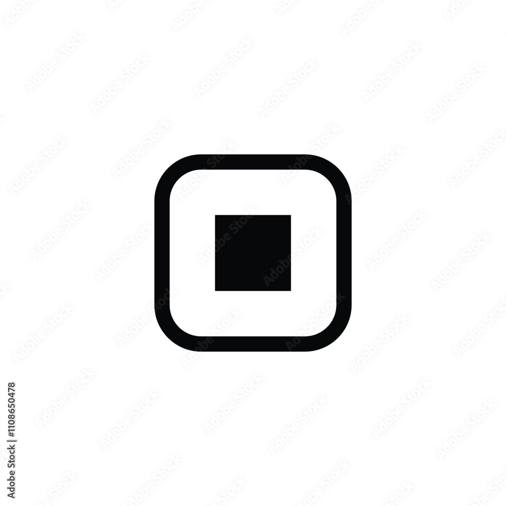 Poster stop button icon with whit background.