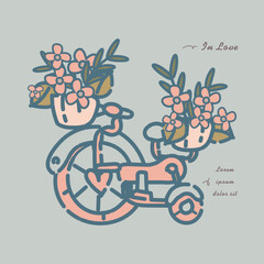 Vintage Floral Greeting Card flowers frame in watercolor style.