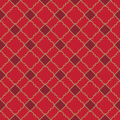 Seamless Grid Link Mesh Pattern On Red Background