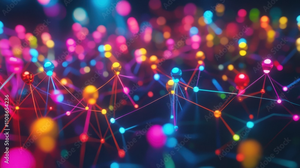 Aufkleber a colorful image of many small spheres connected by lines