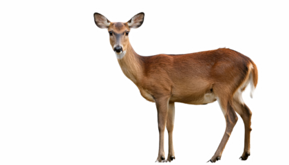 Beautiful brown deer doe wildlife photography isolated transparent background