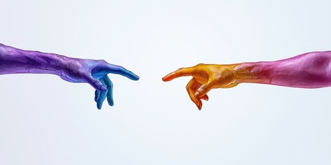 Fototapeta premium Creative expression through art colorful hands symbolizing connection and unity in a minimalist environment