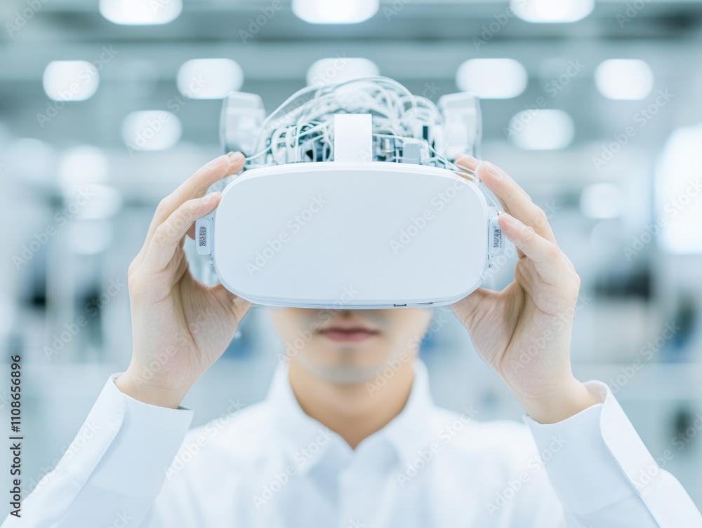 Leinwandbilder engineer utilizing augmented reality glasses in futuristic high-tech laboratory
