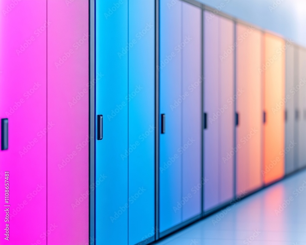 Poster Colorful Glowing Supercomputers in a Futuristic Data Center Reflecting Technological Innovation