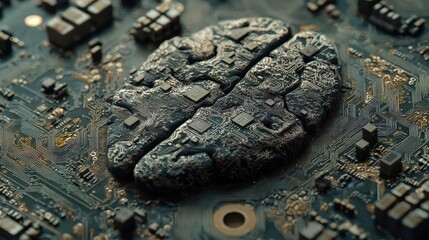 Brain Circuitry Fusion Concept in Abstract Technology Background for Creativity