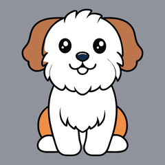 Obraz premium Cute Cartoon Malshi Dog isolated Vector Illustration 