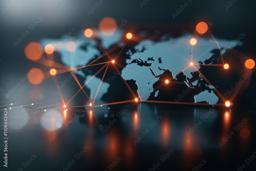 Poster a globe with a network of lines connecting it