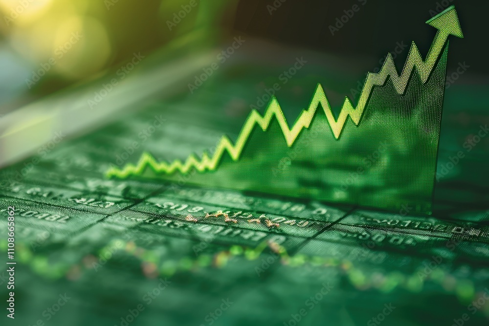 Poster a green line with a point on top of it is on a green background