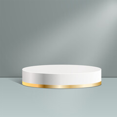 Elegant White and Gold 3D Podium for Product Display, Event Promotions, or Luxury Branding Presentations