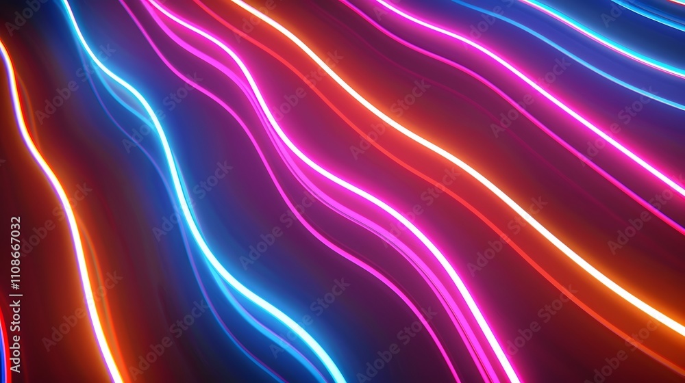 Poster abstract neon lines wave pattern design