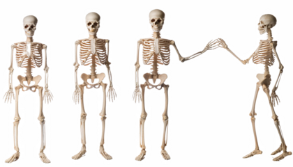 Four Skeletons Posing Anatomy Study Halloween Decor Human Skeleton Model