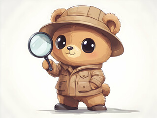 Cute Bear Detective Illustration