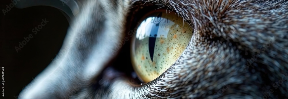 Poster this close-up showcases a cat's eye with vibrant colors and distinctive patterns, highlighting the t