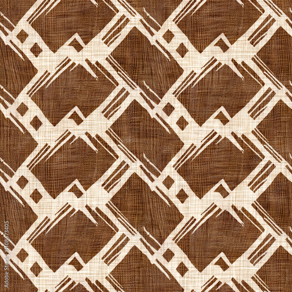 Poster burlap sack textured abstract geometric zigzag shapes seamless pattern realistic sackcloth fabric lo