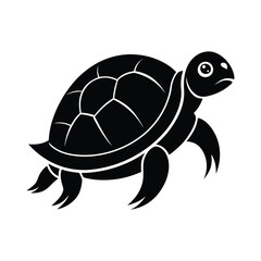 Tortoise icon, isolated vector silhouette illustration on white background. 