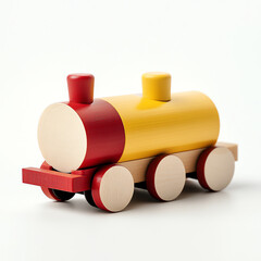 Colorful Wooden Train Toy for Kids Isolated on White Background