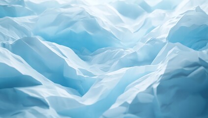 Fototapeta premium Abstract Blue Creased Paper Texture: A Serene Landscape of Light and Shadow