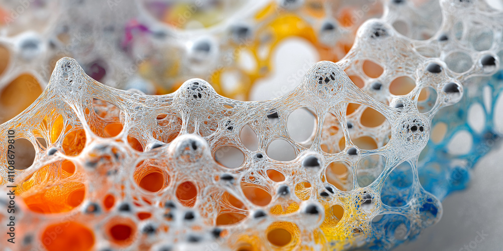 Poster material science polymers properties concept. a detailed image related to material science focusing 